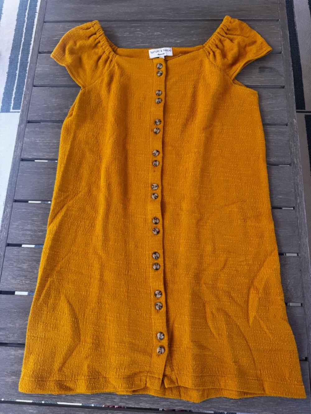 Madewell Mustard Button-Front Mini Dress -size S